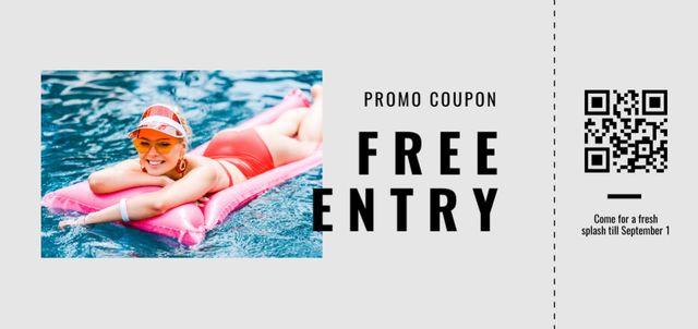 Swimming Pool Free Entry Coupon Din Large Design Template