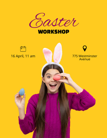 Enriching Easter Workshop With Eggs In Spring Flyer 8.5x11in Modelo de Design