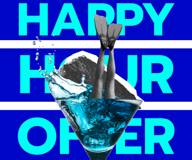 Funny Illustration of Woman diving into Cocktail Medium Rectangle Šablona návrhu