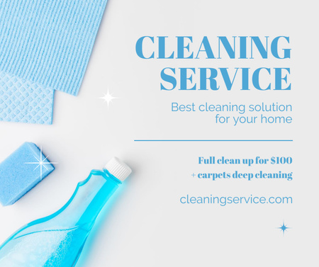 Top-notch Cleaning Services Offer With Sponge And Detergent Facebook Design Template