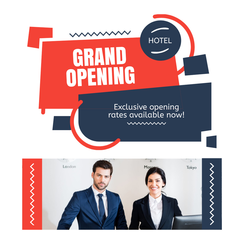 Minimalistic Hotel Grand Opening Announcement Instagram Modelo de Design