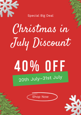 July Christmas Discount Announcement on Red Flyer A5 tervezősablon