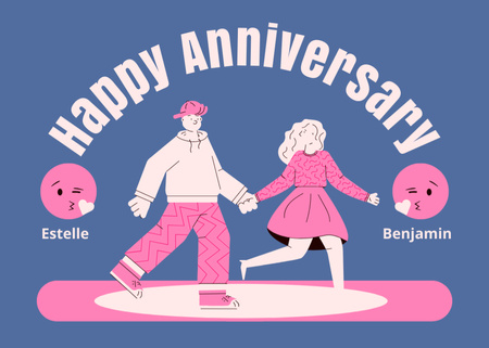 Happy Anniversary to Young Couple Postcard 5x7in Design Template