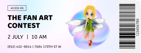 Ontwerpsjabloon van Ticket van Fan Art Contest Announcement with Fairy