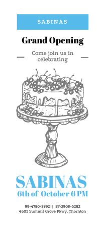 Ontwerpsjabloon van Invitation 9.5x21cm van heerlijke taart met bessen voor cafe opening