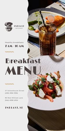 Breakfast Menu Offer with Greens and Vegetables Graphic Design Template