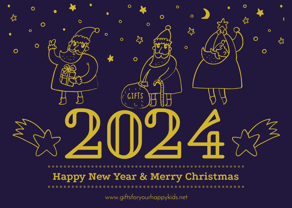 Plantilla de diseño de Merry Christmas Greeting with Santas Card 