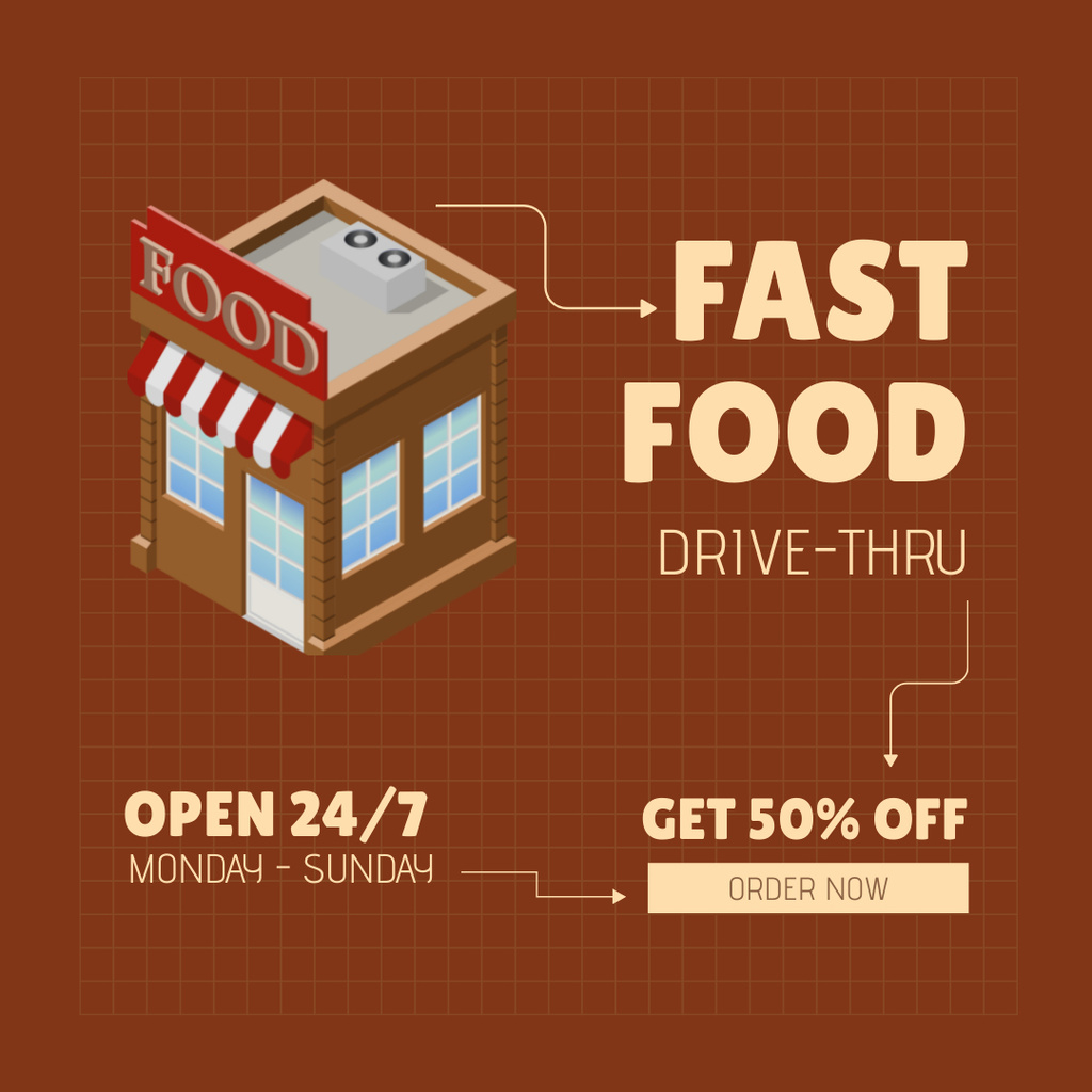 Fast Food Spot Opening Announcement Instagram Tasarım Şablonu