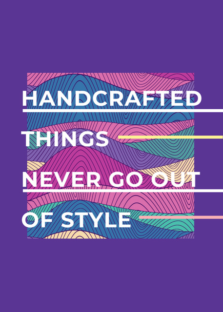Handcrafted things Quote on Waves in purple Flayer Šablona návrhu