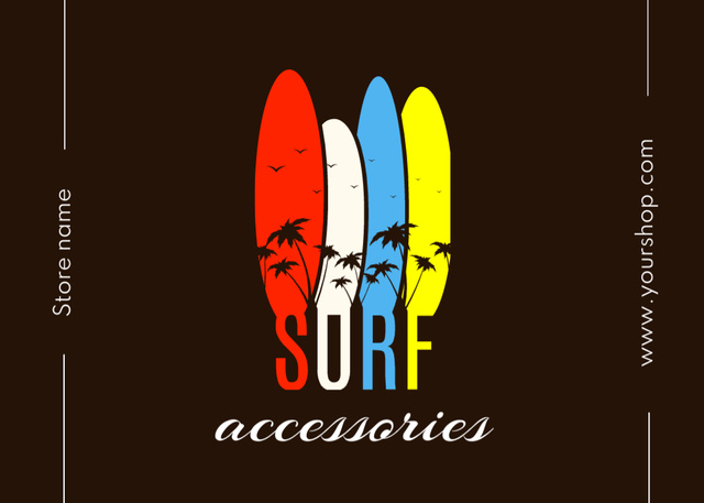 Template di design Surf Accessories Offer With Surfboards Postcard 5x7in