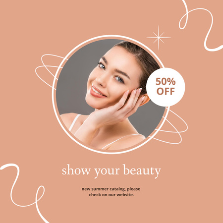Beauty Ad with Young Woman Instagram Design Template