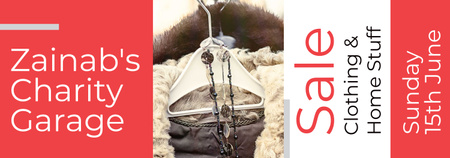 Ontwerpsjabloon van Tumblr van Charity Sale Announcement Clothes on Hangers
