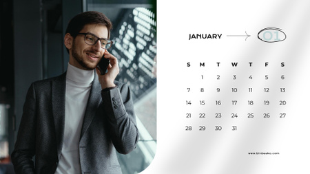Modèle de visuel les hommes d'affaires au bureau - Calendar