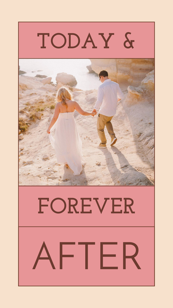 Happy Couple on Beach on Wedding Day Instagram Story – шаблон для дизайну