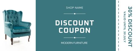 Classic Armchair on Furniture Discount Blue Coupon Design Template