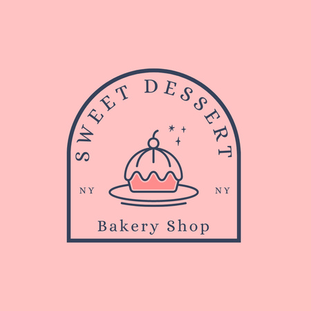 Bakery Ad with Yummy Dessert Logo Design Template