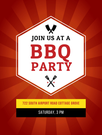 BBQ Party Invitation with Grilled Steak Poster 36x48in Design Template