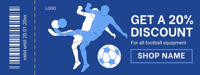 Discount on Football Apparel and Gear on Blue Coupon Modelo de Design