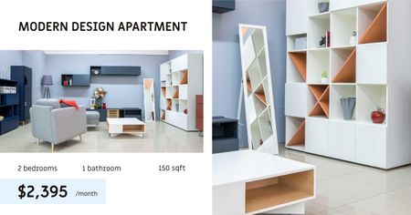 Designvorlage Cozy Living Room Interior design für Facebook AD