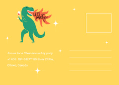 Christmas in July Party Ad with Dinosaur in Santa Hat