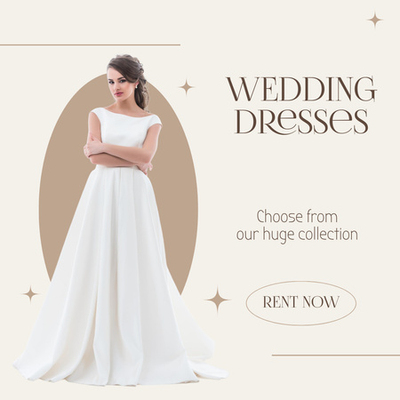 Rental wedding dresses beige Instagram Design Template