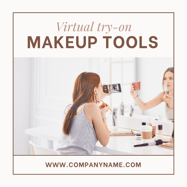 New Mobile App for Online Makeup with Beautiful Woman Animated Post Design Template