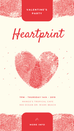 Designvorlage Valentinstag Herz durch Fingerabdrücke gemacht für Instagram Story