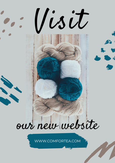 Website Ad with threads in basket Poster Πρότυπο σχεδίασης