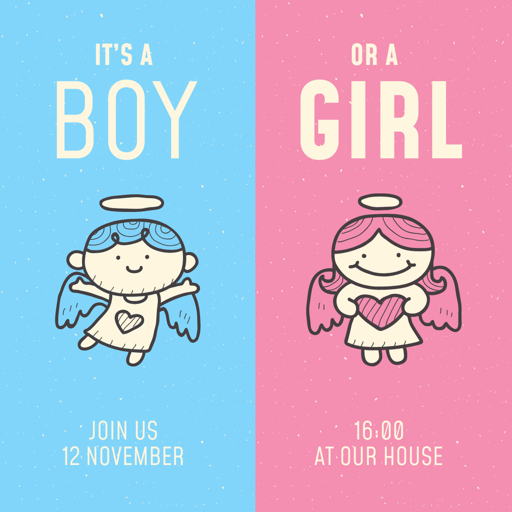Ontwerpsjabloon van Instagram van Baby Shower Invitation it's Boy or Girl
