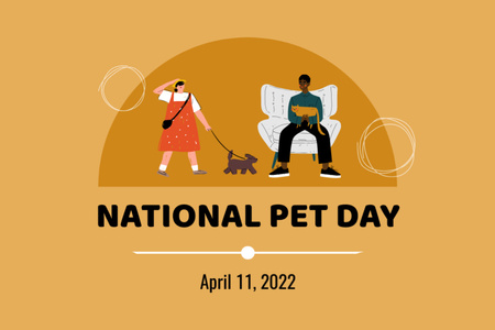 National Pet Day with Cute Drawing Postcard 4x6in Design Template