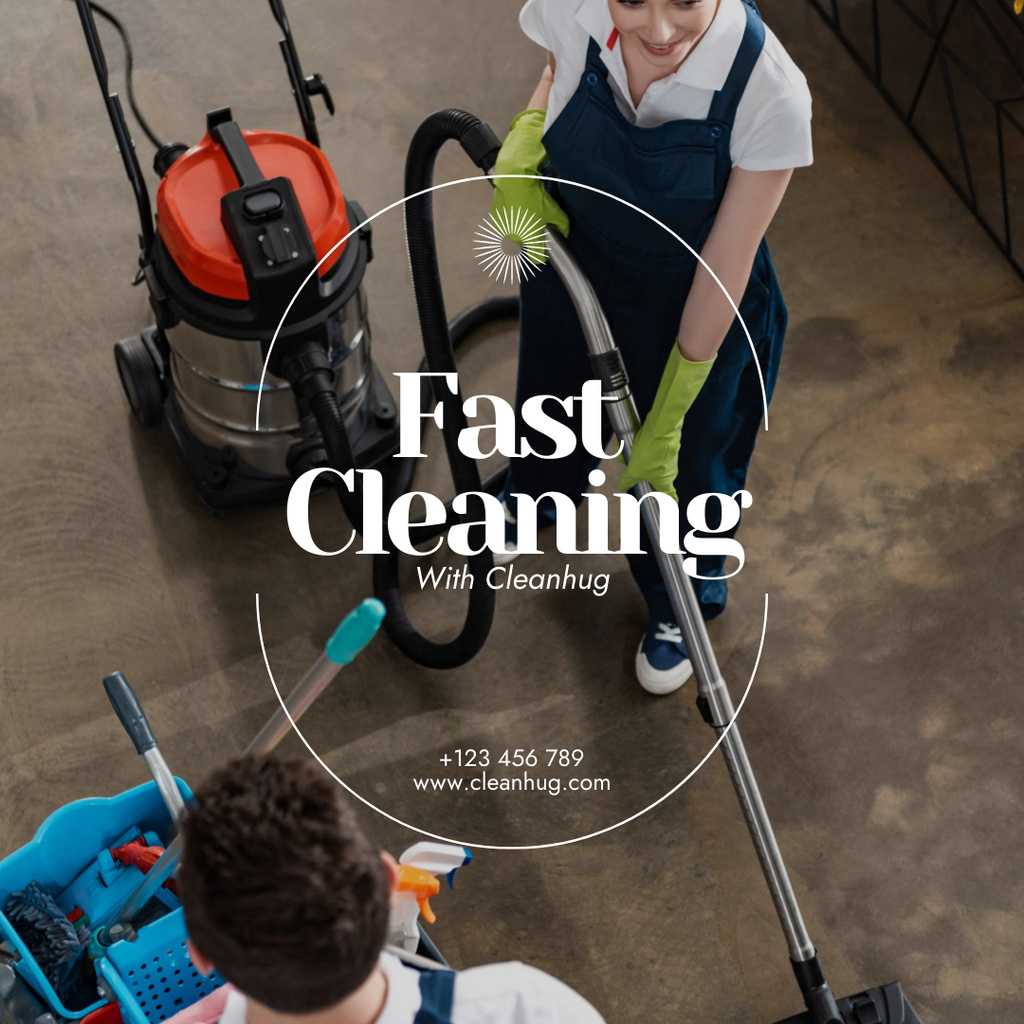 Team of Cleaning Service Workers Instagram AD Πρότυπο σχεδίασης