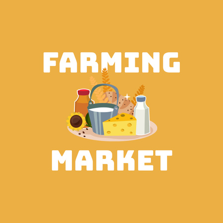 Mercado agrícola com promoção de produtos lácteos Animated Logo Modelo de Design