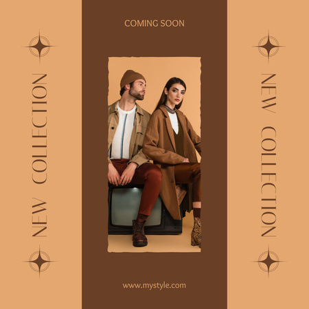 Ontwerpsjabloon van Instagram van Fashion Collection Ad with Stylish Couple
