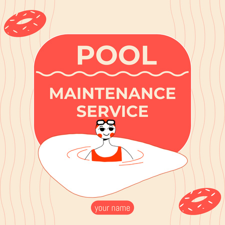 Pool Maintenance Service Announcement Animated Post Design Template