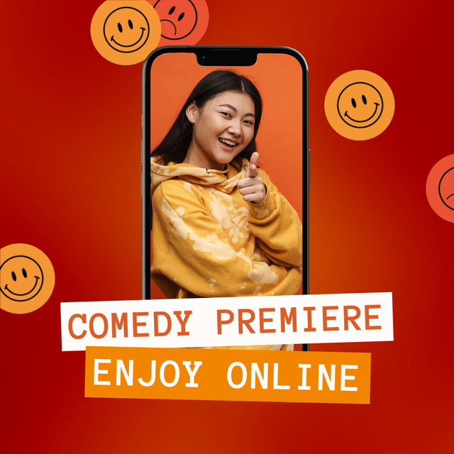 Announcement Of Online Comedy Show Premiere Animated Post – шаблон для дизайна