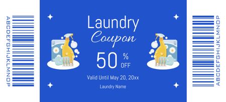 Laundry Service Offer at Half Price Coupon 3.75x8.25in Design Template