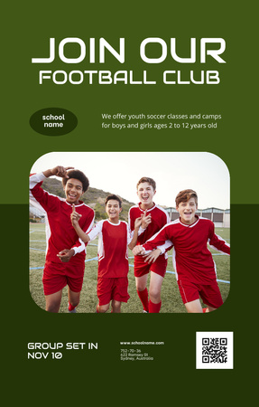 Designvorlage Werbung für einen Fußballverein mit Jungen für Invitation 4.6x7.2in