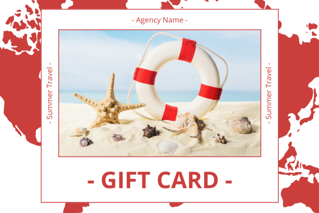 Travel Voucher with Image of Summer Beach Gift Certificate tervezősablon