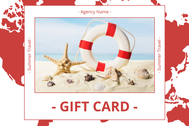 Travel Voucher with Image of Summer Beach Gift Certificate – шаблон для дизайна