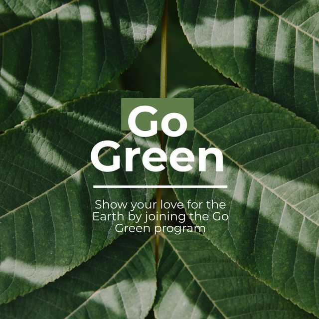Plantilla de diseño de Green Lifestyle Concept Motivation with Plant Leaves Instagram 