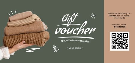 Winter Offer of Warm Sweaters Coupon Din Large Design Template