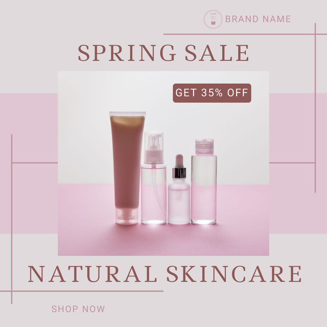 Natural Skin Care Spring Sale Announcement with Products Instagram AD Tasarım Şablonu