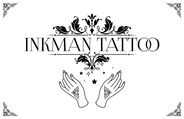 Designvorlage Ink Tattoos In studio Offer With Sketch für Business Card 85x55mm
