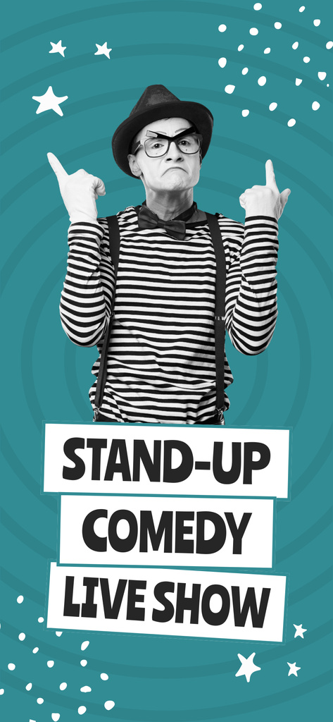 Plantilla de diseño de Stand-up Comedy Show Promo with Performer in Costume Snapchat Geofilter 