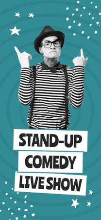 Stand-up-komediaesitys, jossa esiintyjä pukeutunut Snapchat Geofilter Design Template
