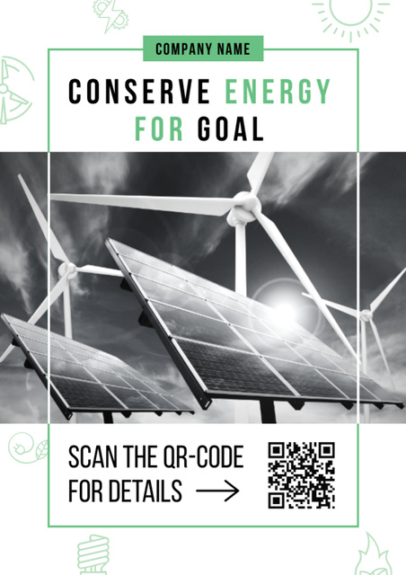 Wind Turbines and Solar Panels Flyer A4 Design Template