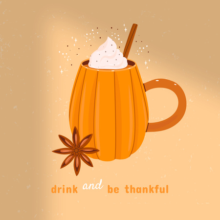 Thanksgiving Greeting with Cute Pumpkin Shaped Cup Instagram Design Template
