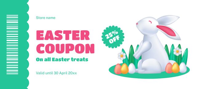 Easter Discount on All Products Coupon 3.75x8.25in Design Template