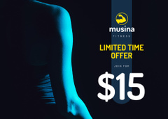 Gym Ad with Woman Training with Dumbbell