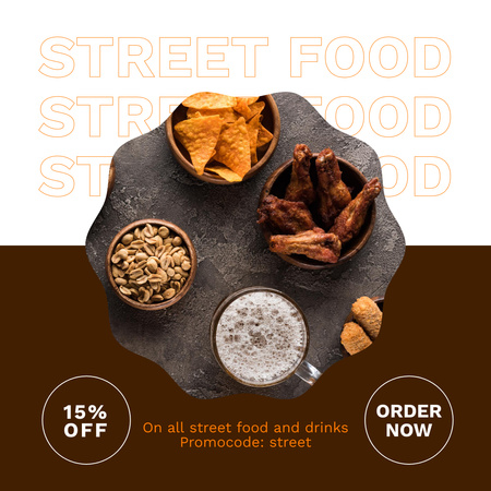 Ontwerpsjabloon van Instagram van Korting voor All Street Food en Drink